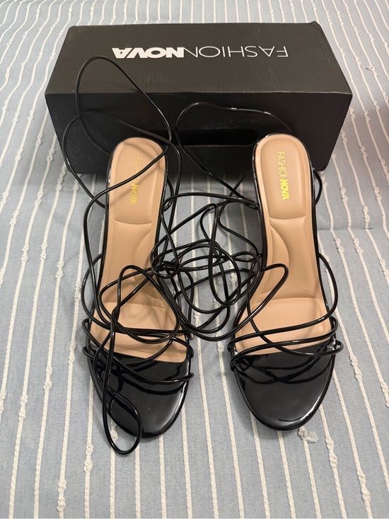Fashion Nova Shoes - Fashion Nova Black Strappy Lace-Up Heels